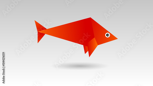 Origami fish vector illustration. Template for your logo design. Background polygon style. Paper fish