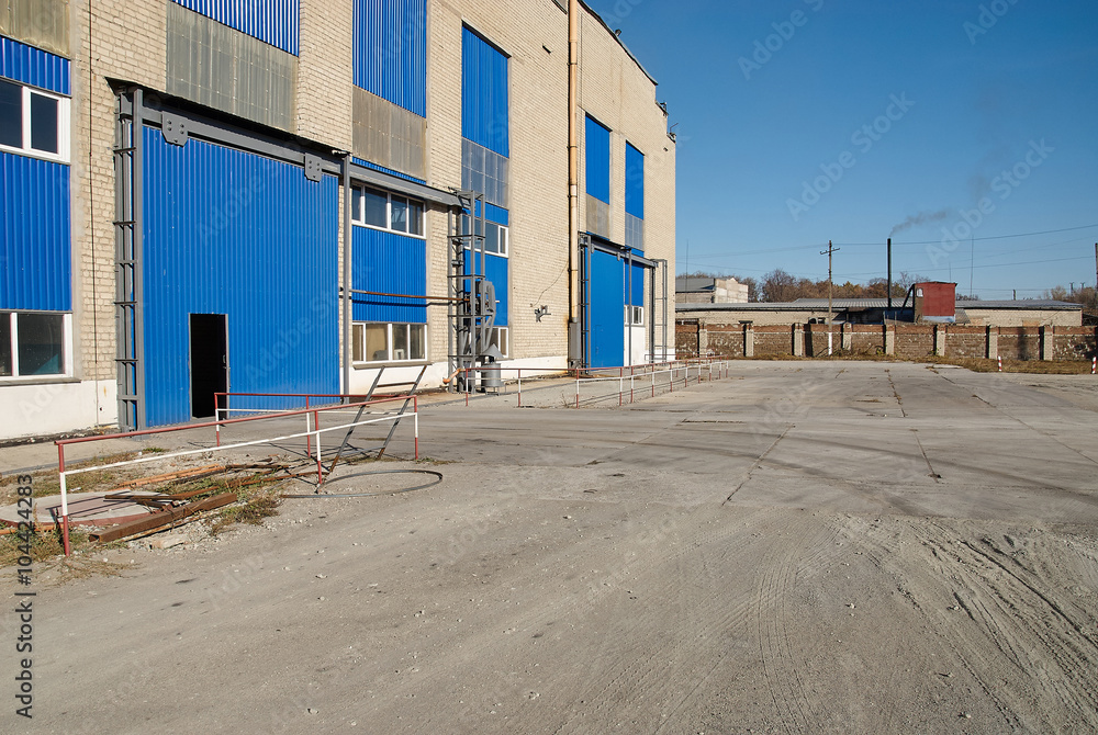 Naklejka premium Facade of large industrial warehouse