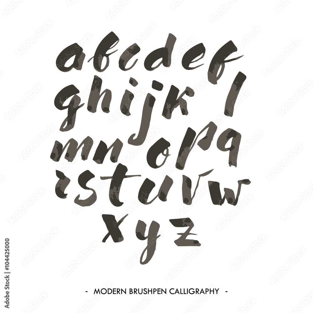 Modern ink Alphabet font. 