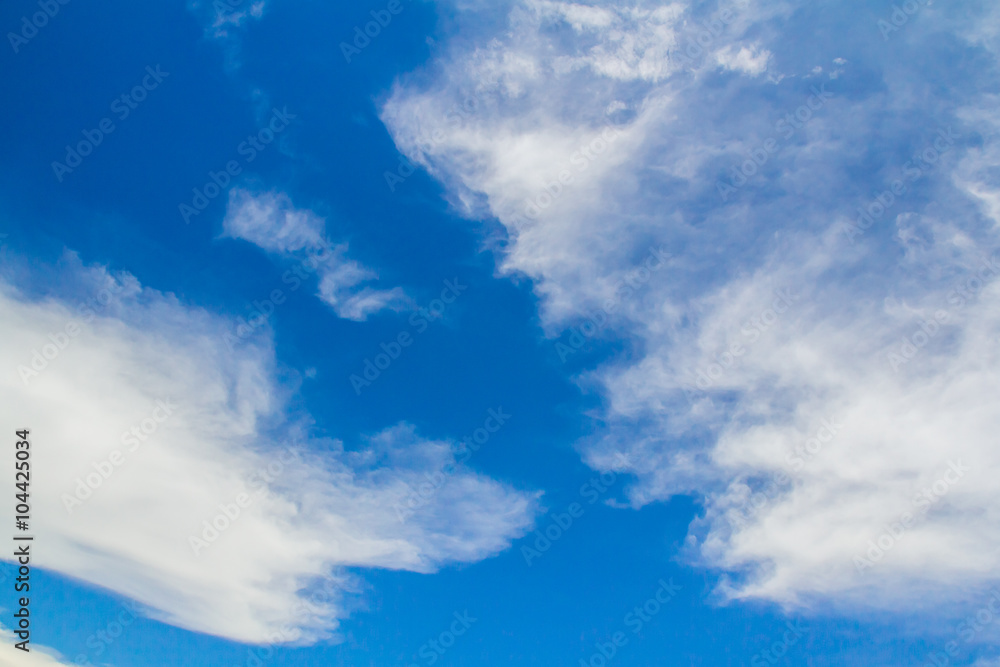 Fototapeta premium Blue Sky With White Fluffy Cloud In Summer