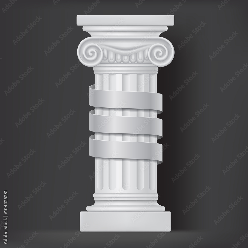 Roman (greek) vector column with ribbon Roman (greek) vector column with ribbon