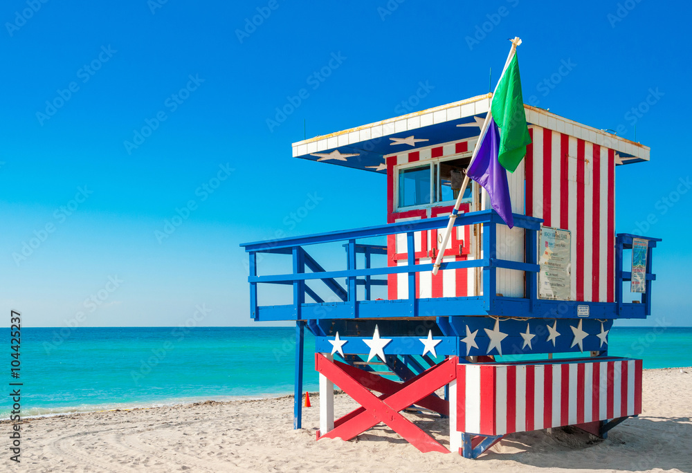 Lifeguard Tower in South Beach, Miami Beach, Florida