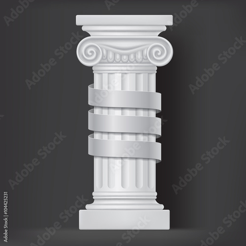 Roman (greek) vector column with ribbon