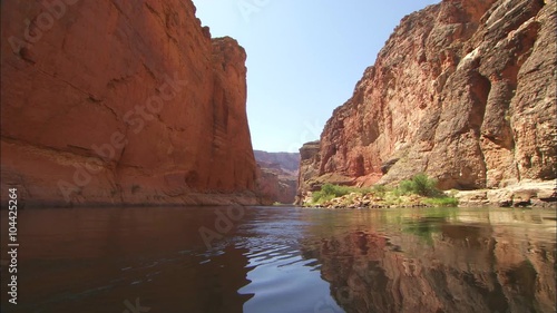 Beautiful POV shot on the Colorado River through the Grand Canyon.