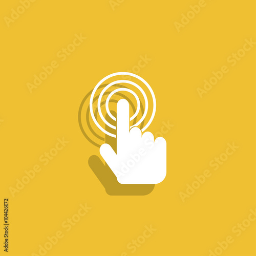 Sign emblem vector illustration. Hand with touching a button or pointing finger.