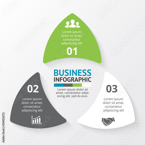 Vector circle triangle arrows infographic. Template for cycle diagram, graph, presentation and round chart. Business logo concept with 3 options, parts, steps or processes. 