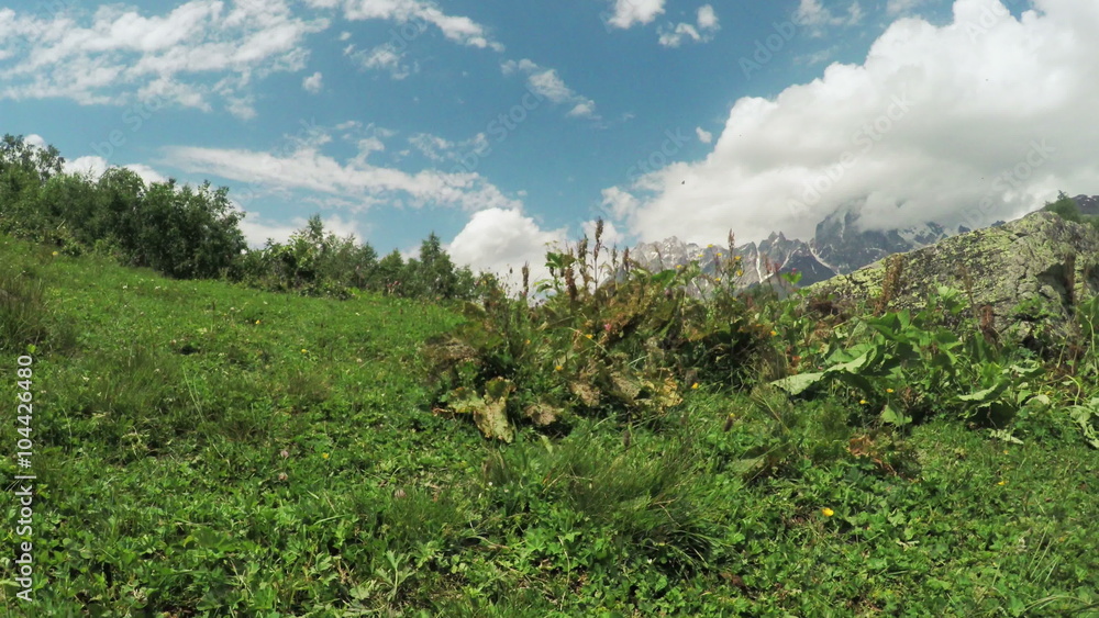 View of mountain peaks mountains Svaneti View of mountain peaks mountains Svaneti