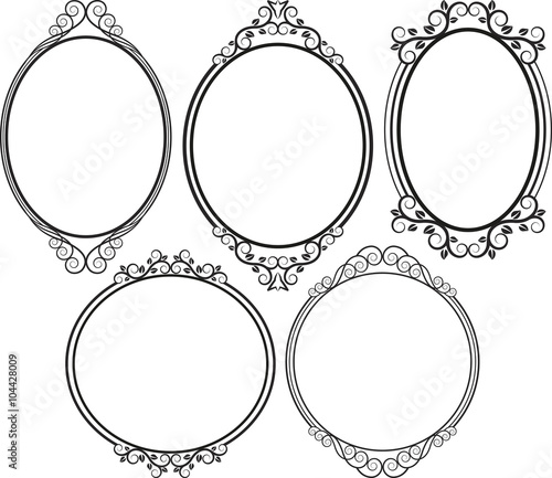 set of isolated antique frames