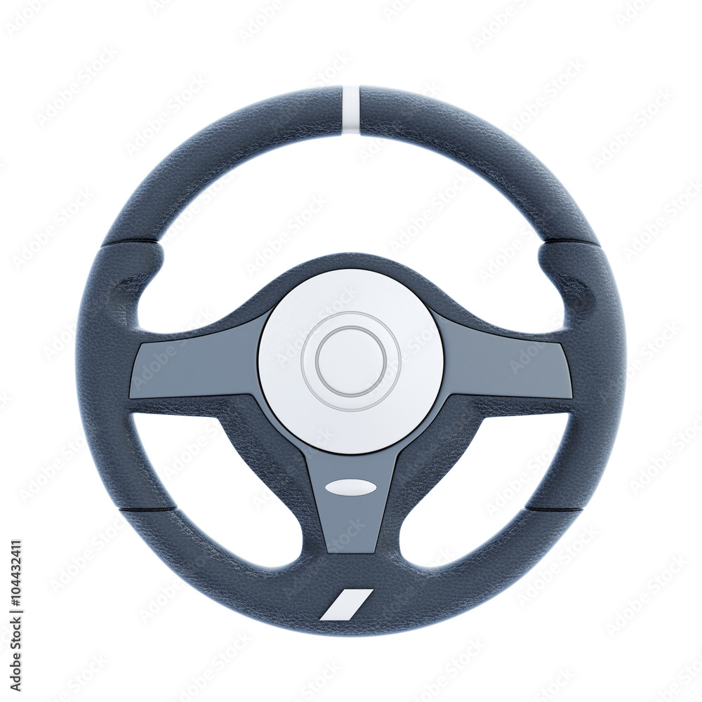 Obraz premium Racing wheel isolated on white background. 3d rendering.