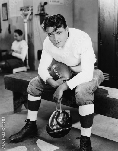 Fotografie Portrait of football player in locker room