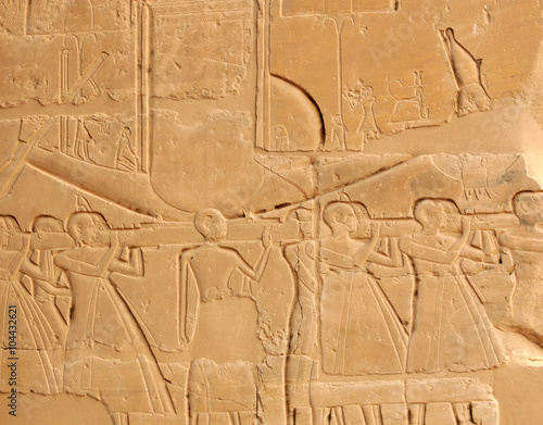 the sacred barque bas relief sculpture from the Ramesseum