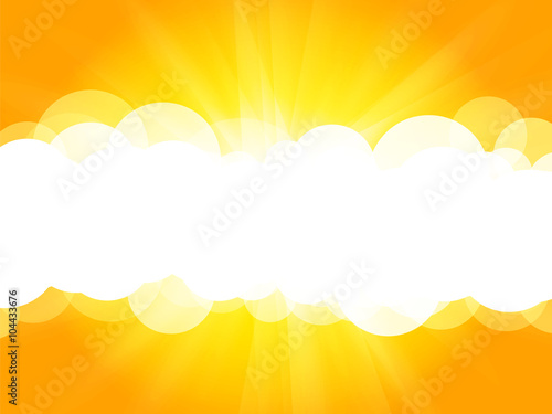 clouds yellow background with rays