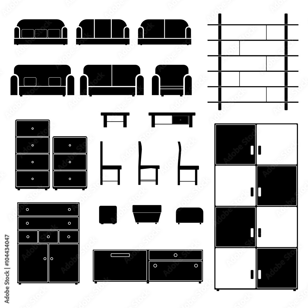  furniture set black illustration