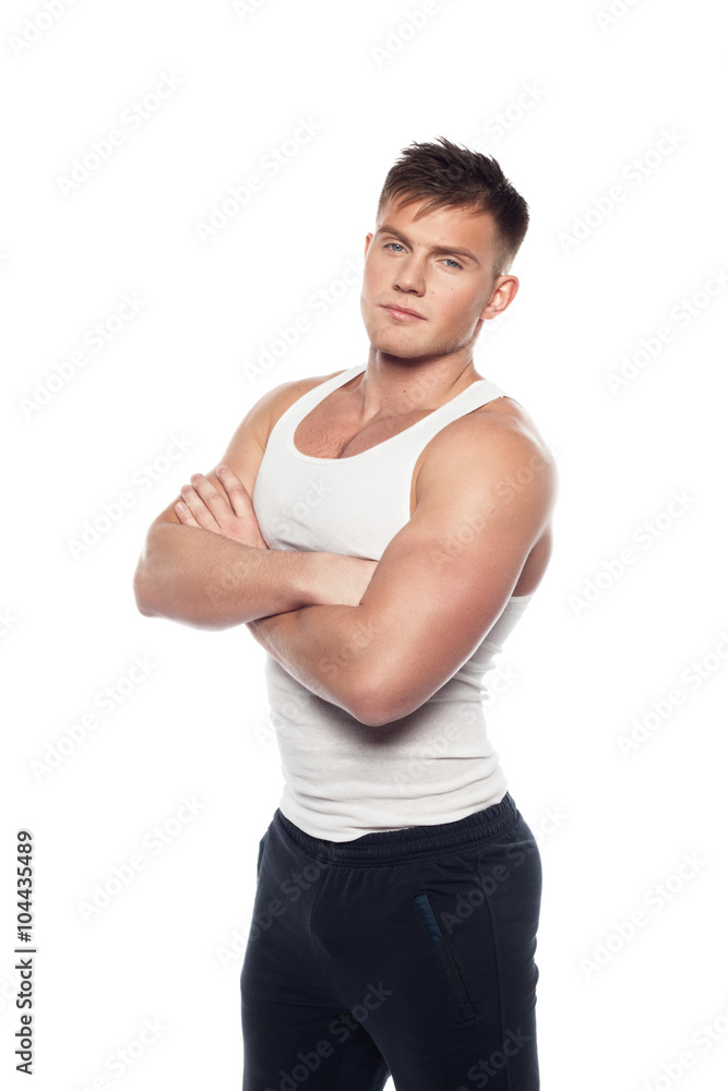 young athletic man in white shirt young athletic man in white shirt