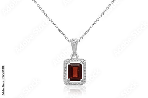 Stunning Emerald-Cut Garnet Pendant with Antique Setting in Silver