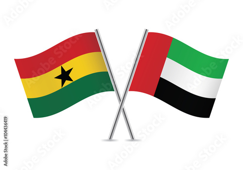 Free Download Ghanaian and United Arab Emirates flags. Vector illustration. - GFXLoad