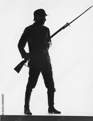 Silhouette of foot soldier, circa World War I 