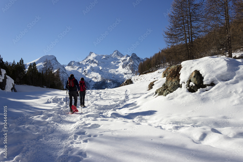 Snowshoeing in Aosta valley