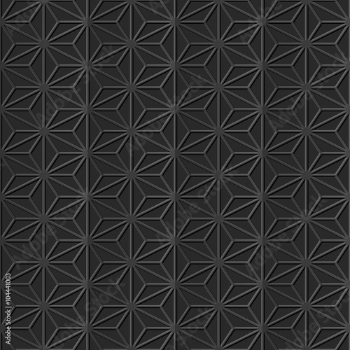 Seamless 3D elegant dark paper art pattern 280 Star Cross Geometry 