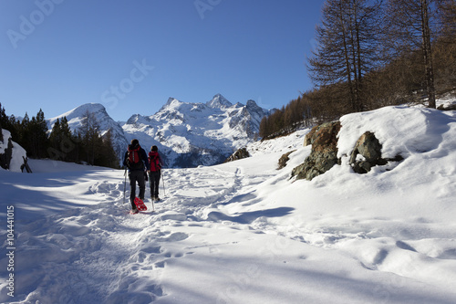 Snowshoeing in Aosta valley