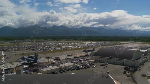 Time lapse view of an airshow from high above.