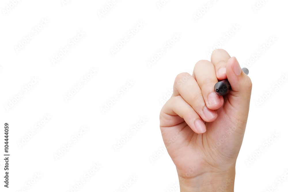 Hand writing with pen isolated on white background Hand writing with pen isolated on white background
