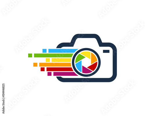 Camera Pixel Photography Logo Design Template