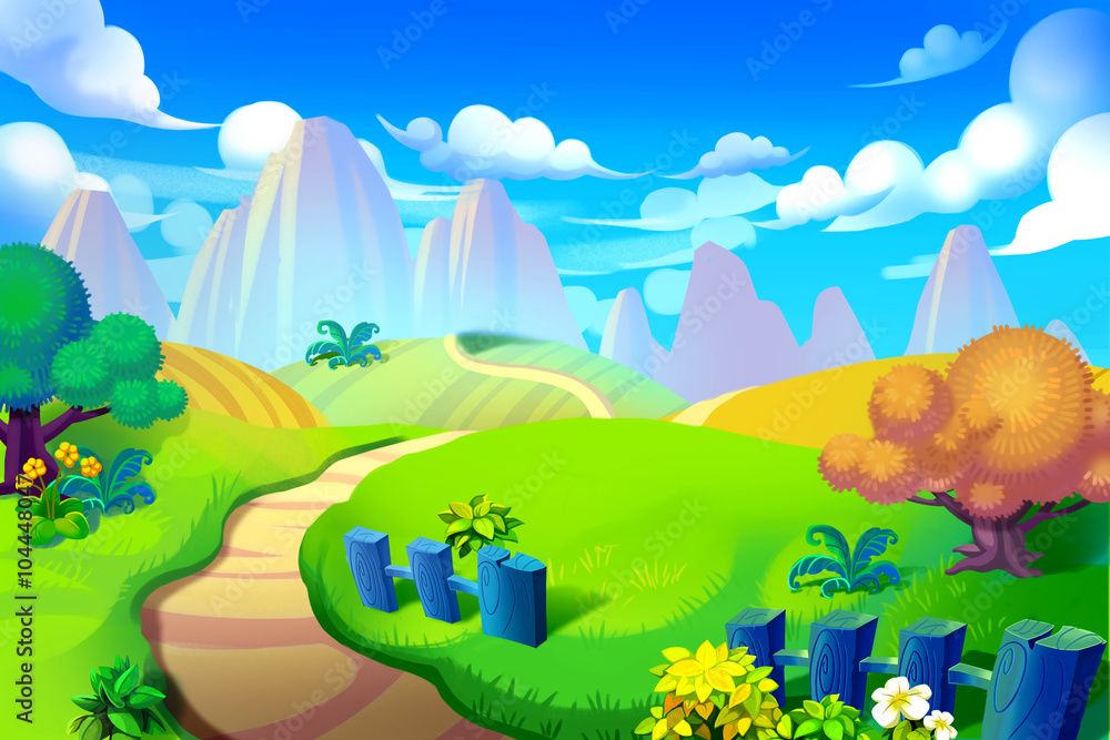 Creative Illustration and Innovative Art: Way to Mountain. Realistic Fantastic Cartoon Style Artwork Scene, Wallpaper, Story Background, Card Design Stock Illustration | Adobe Stock Creative Illustration and Innovative Art: Way to Mountain. Realistic Fantastic Cartoon Style Artwork Scene, Wallpaper, Story Background, Card Design Stock Illustration | Adobe Stock