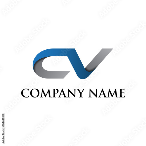 CV innitial logo icon blue silver