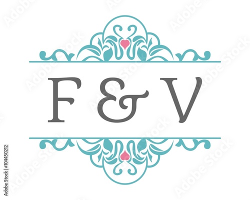 F & V Initial Wedding Ornament Logo