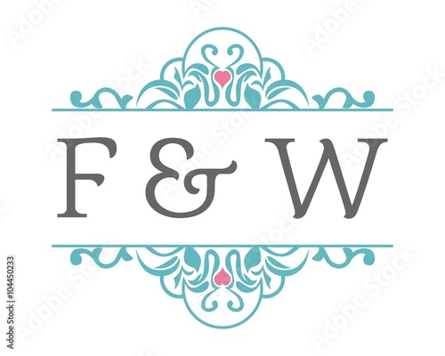 F & W Initial Wedding Ornament Logo