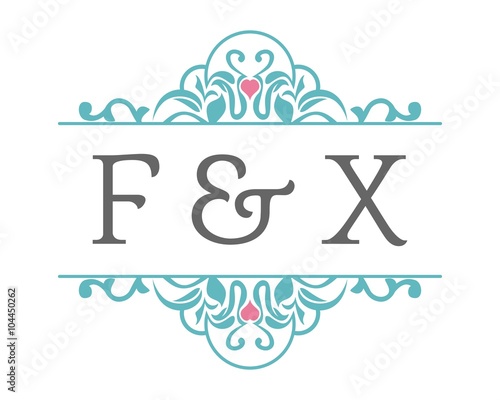 F & X Initial Wedding Ornament Logo
