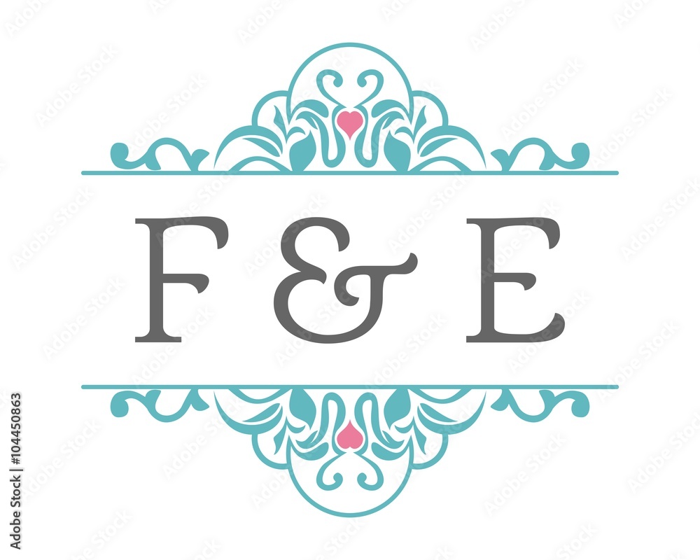 F & E Initial Wedding Ornament Logo F & E Initial Wedding Ornament Logo