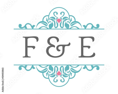 F & E Initial Wedding Ornament Logo