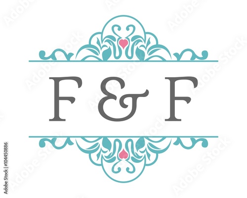 F & F Initial Wedding Ornament Logo