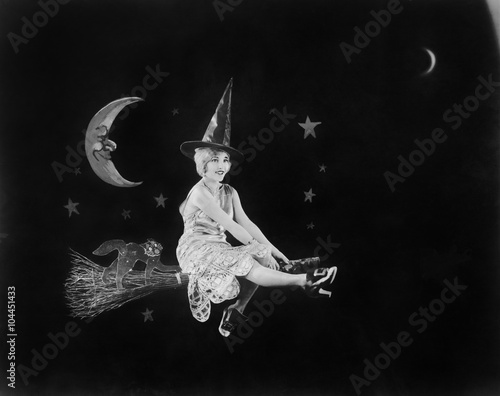 With the man in the moon and a witch on a broom, a flight of fantasy lights the night sky 