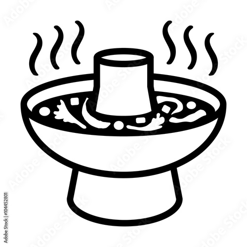 Asian hotpot / hot pot or steamboat line art icon for food apps and websites