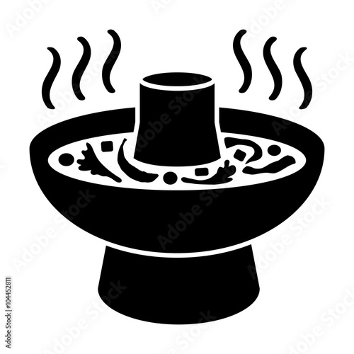Asian hotpot / hot pot or steamboat flat icon for food apps and websites