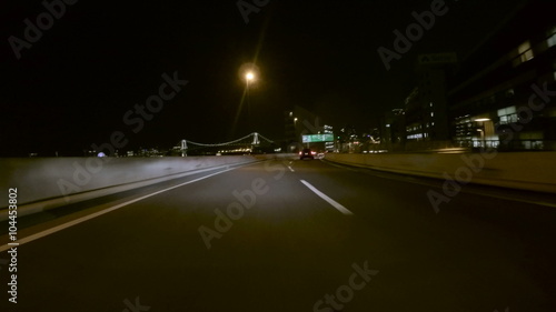 Driver POV through the empty Hamazakibashi JCT at night.