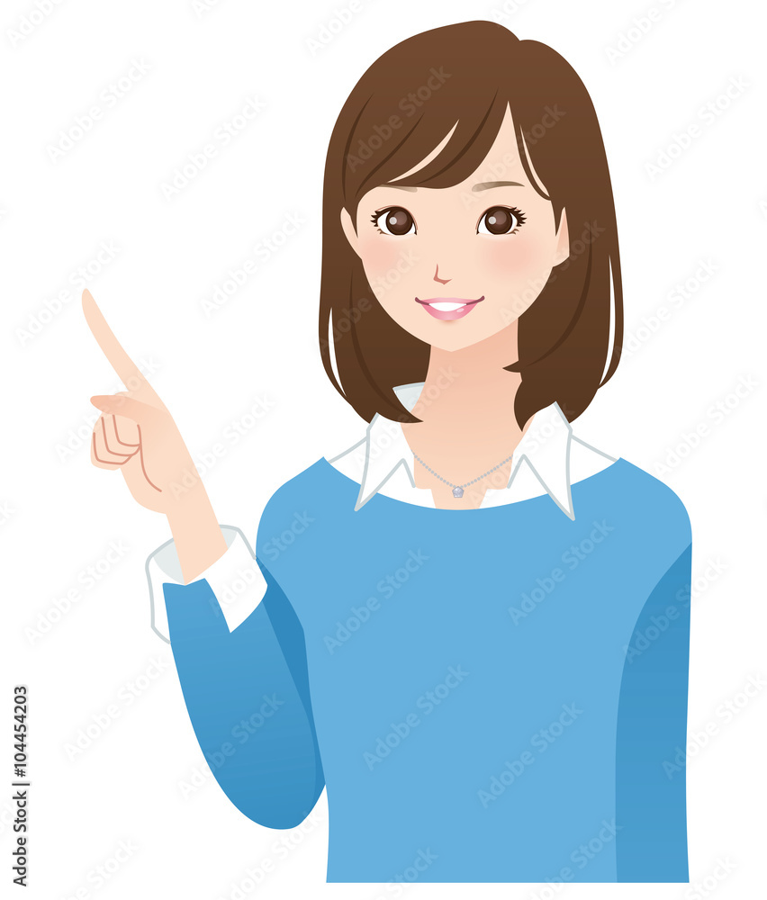 女性 指差しポーズ 表情 女性 指差しポーズ 表情