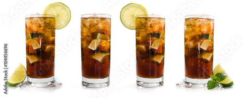 Longdrinks (Cuba Libre) isolated on white