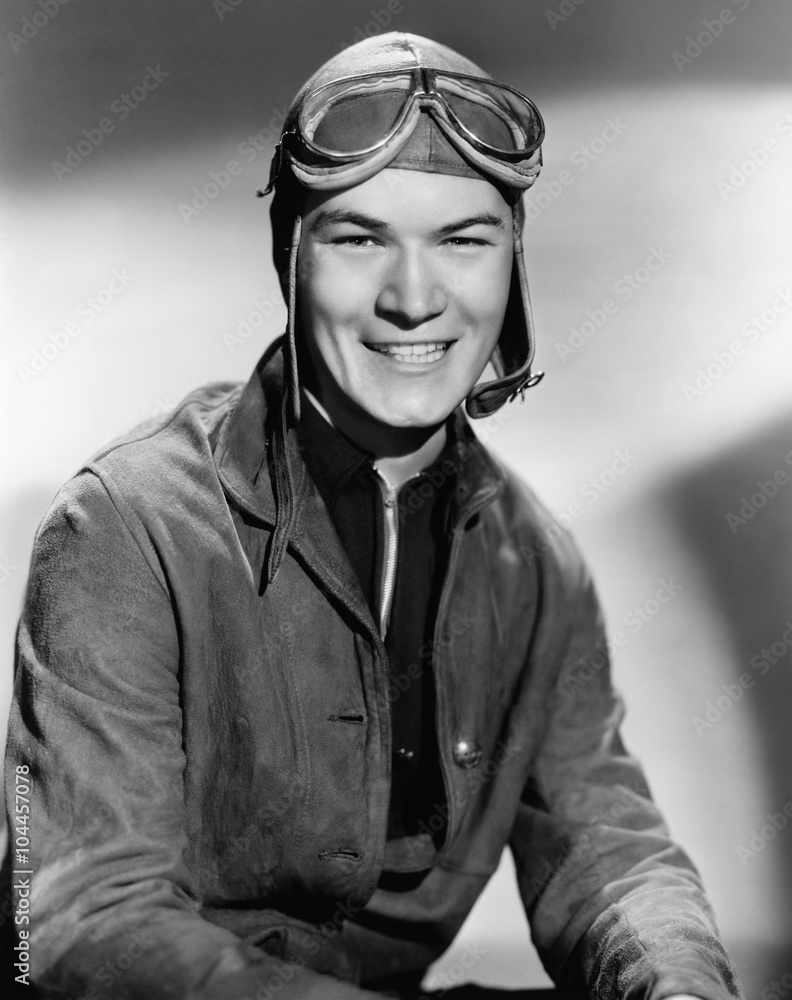 Portrait of man wearing flight gear Portrait of man wearing flight gear