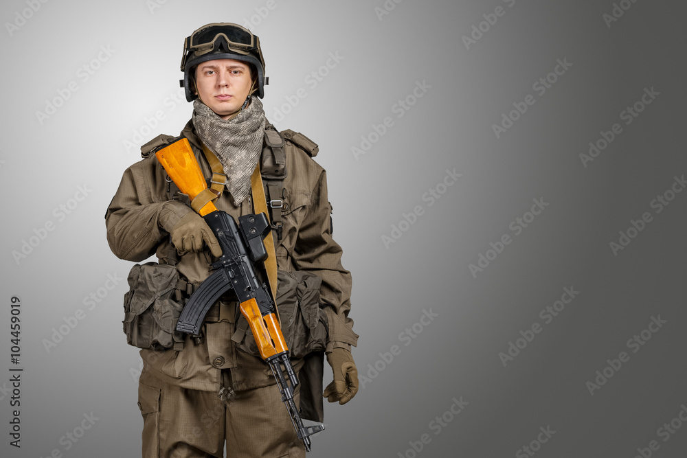 Soldier with rifle and mask Soldier with rifle and mask