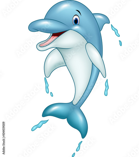 Slika na platnu Cartoon dolphin jumping