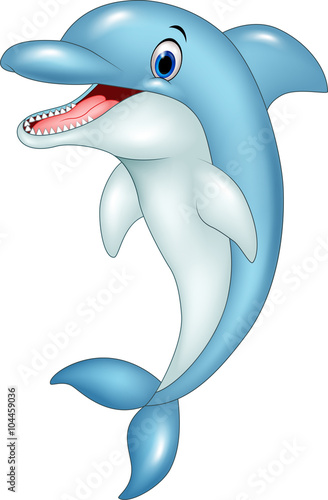 Cartoon funny dolphin jumping