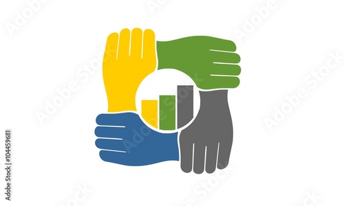Element symbol teamwork hand logo solid and compact
