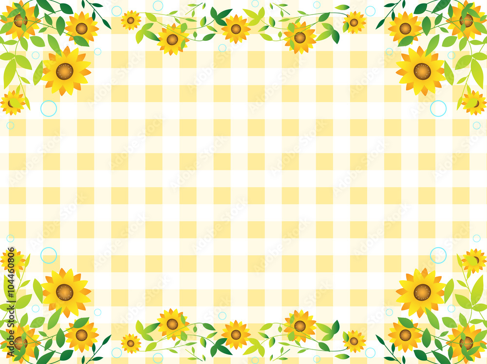 Obraz premium ひわまり フレーム ギンガムチェック背景
