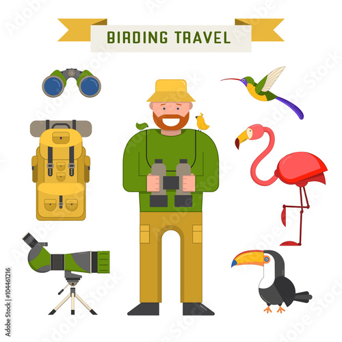 Birdwatching Travel Vector Elements