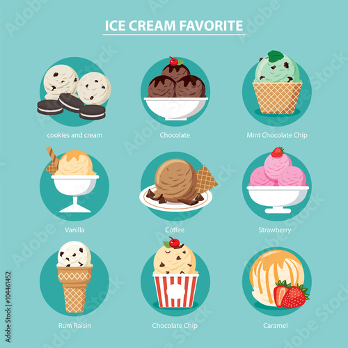 vector favorite of ice cream set flat design