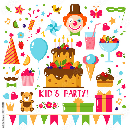 Happy Birthday set, vector illustration © zabavina